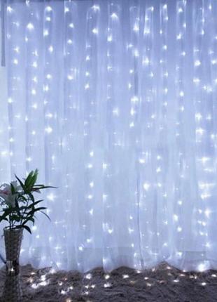 Гирлянда штора роса,  3*2 м, цвет холодный белый