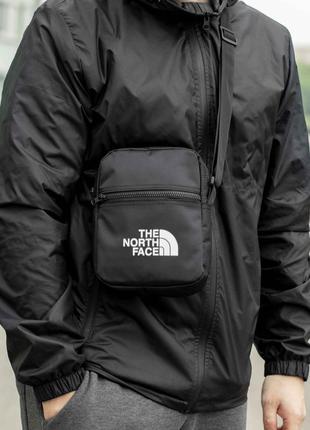 Сумка барсетка через плече the north face bing чорна з тканини молодіжна месенджер &nbsp;норт фейс