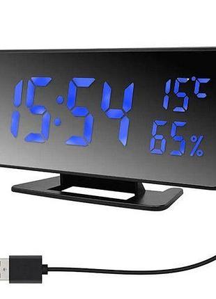 Годинник електронний vst-888y синій, температура, вологість usb