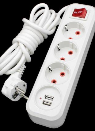 Удлинитель rlfr с заземлением 3 гнезда 3 метра + usb