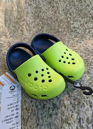 Крокс електро клог дитячі зелені с синім crocs electro clogvolt green/navy