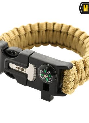 M-tac браслет паракорд с искровысекателем, компасом и свистком tan