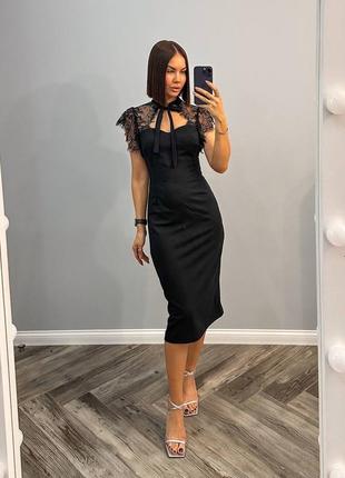 Платье женское черное с кружевом разм.42-48