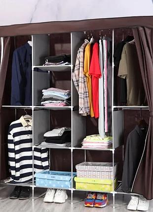 Складна тканинна шафа storage wardrobe 28165 ∙ органайзер – гардероб для одягу на 4 секції, 165х45х172 см