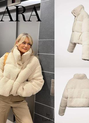 Пуховик из искусственной овчины zara