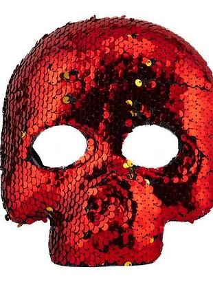 Маска halloween red sequin skull mask