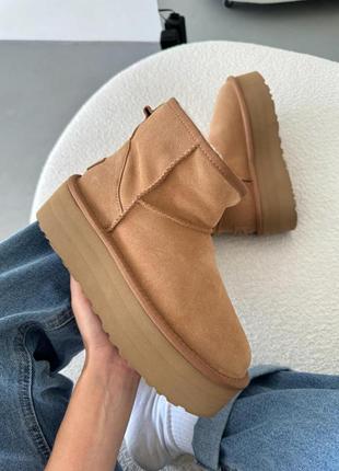 Угги уггі угг Bluzy ugg classic mini platform xl chestnut