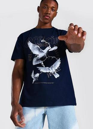 Футболка boohoo loose official dove print