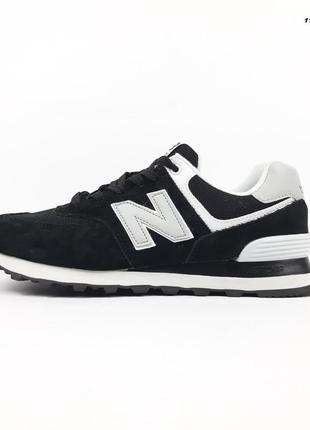 New balance 574 чорні з білим