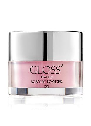 Акриловая пудра acrylic powder gloss розовая 002, 15 г