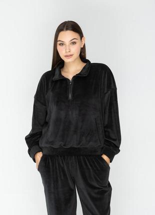 Кофта теплая с карманами (черный)