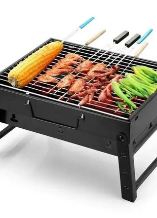 Мангал переносний складаний гриль - барбекю з гратами tl-353