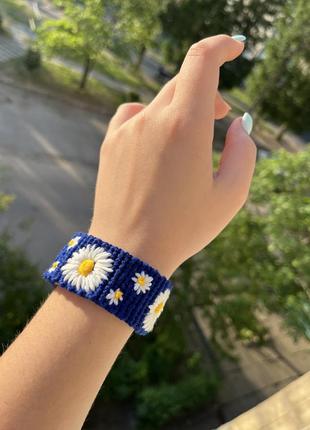 Браслет ромашка синий