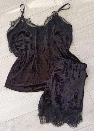 Пижама майка шорты велюр