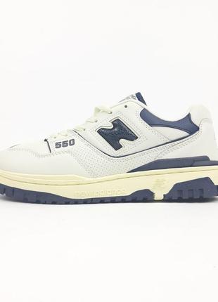 New balance 550 білі з синім шкіра