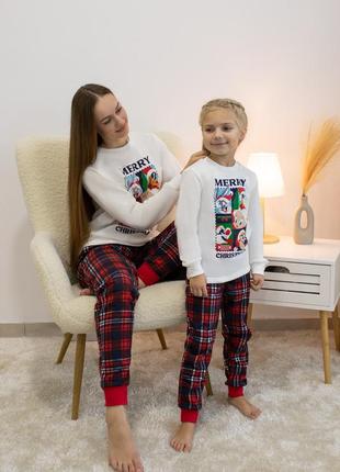 Женская теплая пижама 🍁 новогодняя теплая пижама для женщин ✨ family look новогодний