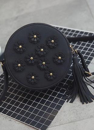 Женская круглая сумочка с цветами