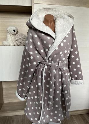 Халат домашний женский очень теплый в горох m&s m-xxl