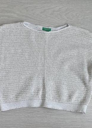 Укорочений светр benetton, s вільний крой з приспущеними плечам