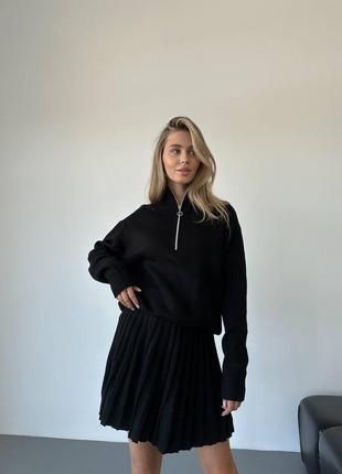 Костюм трикотажный женский комплект свитер с юбкой кофта с высокой горловиной на...