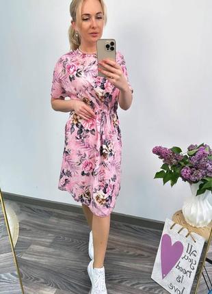 Квіткова сукня міді, жіноча сукня в квітковий принт 42-44,46-48,50-52⁣⁣⠀/ мод 208