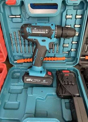 Шуруповерт с набором инструментов jiageng cordless drill 25v  j-25, сине-черный