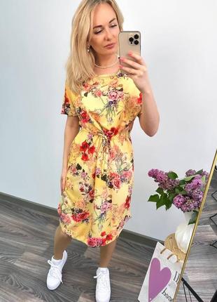 Цветочное платье миди, женское платье в цветочный принт 42-44,46-48,50-52<unk>⠀/ мод 208