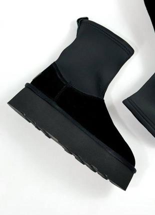 Угги с резинкой на высокой подошве