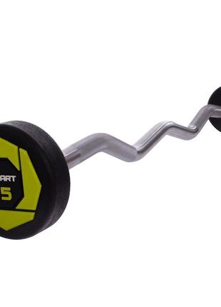 Штанга фиксированная изогнутая полиуретановая zelart urethane barbell ta-2690-15 длина-104см 15кг