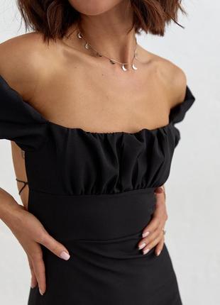 Коротке плаття зі шнурівкою на спині — чорний колір, l (є розміри)4 фото
