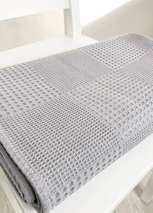 Полотенце вафельное банное светло-серое