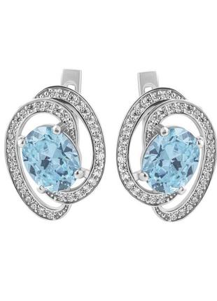 Серебряные серьги с скай топазом 049-3910