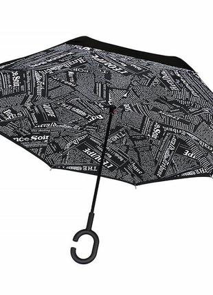 Розумна парасолька навпаки lesko up-brella газета чорна зворотного складання ручка hands free жіноча