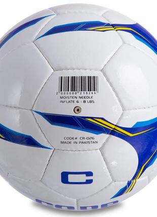 Мяч футбольный core shiny fighter cr-026 №5 pu белый-синий-голубой2 фото