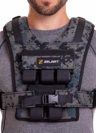 Жилет утяжелитель с регулировкой веса zelart ta-3271-10 вес-10 кг камуфляж