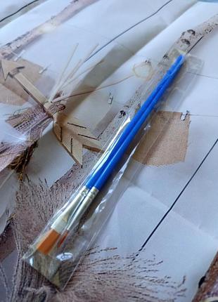 Кисть для рисования плоская (2шт) набор косточки для рисования картин по номерам