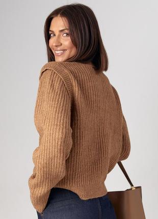 Вязаный кардиган с круглой горловиной на пуговицах6 фото