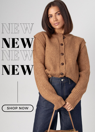 Вязаный кардиган с круглой горловиной на пуговицах