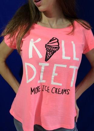 Женская хлопковая  розовая  футболка