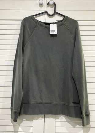 Свитшот женский с эффектом потертости h&m 0368975 м темно зеленый