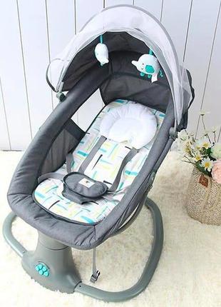 Дитячий заколисувальний центр mastela deluxe 8105 з москітною сіткою темно-сірий. дитяча гойдалка - шезлонг2 фото