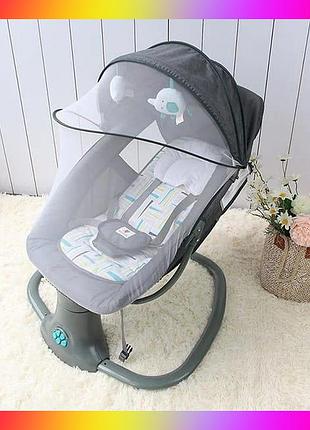 Детский укачивающий центр mastela deluxe 8105 с москитной сеткой темно-серый. детские напольные электро качели