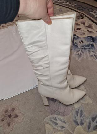Шикарные женские белые кожаные сапожки, сапоги, 40 размер6 фото