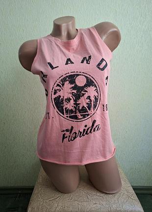 Футболка с удлиненной спинкой. майка. топ. коралловый.