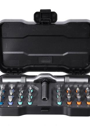 Отвертка с комплектом бит atuman rs1 24 в 1 универсальная отвертка с набором бит в кейсе