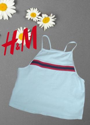 🌹🌹h&m divided топ женский укороченный белый с цветной полоской🌹🌹