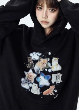 Худі з котятами тепле в американському стилі