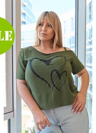 Універсальна жіноча блуза з відкритим плечем блузка ошатна літня блуза жіноча модна блузка для повних