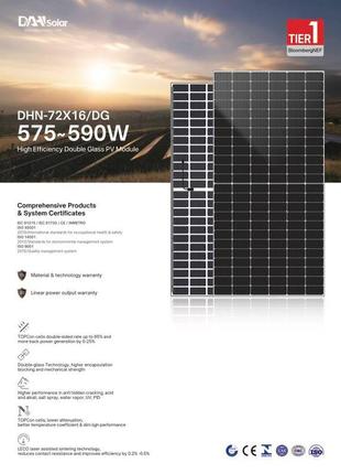 Солнечные панели dah solar 590w n/ dhn-72x16/dg