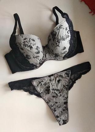 85-c/80-d комплект с цветочной тканью, бюст стринги f&f